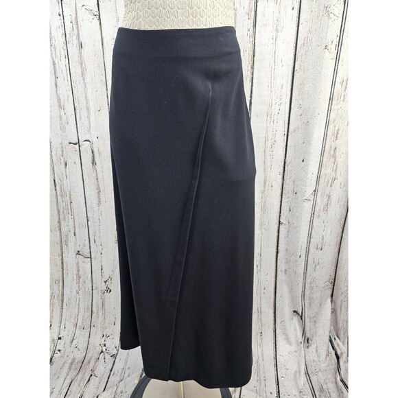 Allan Waller 10 Wool Blend Asymmetrical Black Maxi Dress Career Skirt EUC - Picture 3 of 10